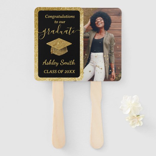 elegant Afstuderen Hand Fan Handwaaier (Voorkant en achterkant)