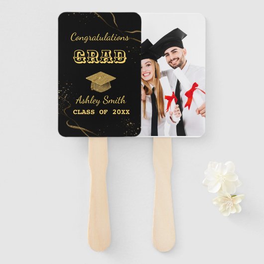 elegant Afstuderen Hand Fan Handwaaier (Voorkant en achterkant)