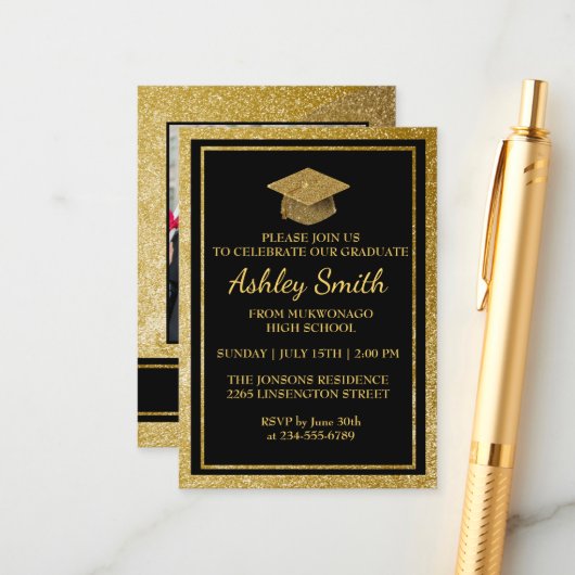 elegant Afstuderen Informatiekaartje (Voorkant / Achterkant in situ)