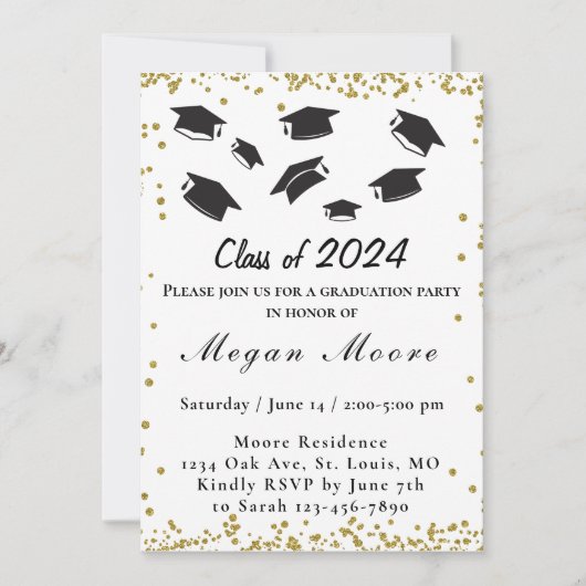 Elegant Afstuderen Invitation Kaart (Voorkant)