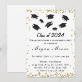 Elegant Afstuderen Invitation Kaart (Voorkant / Achterkant)