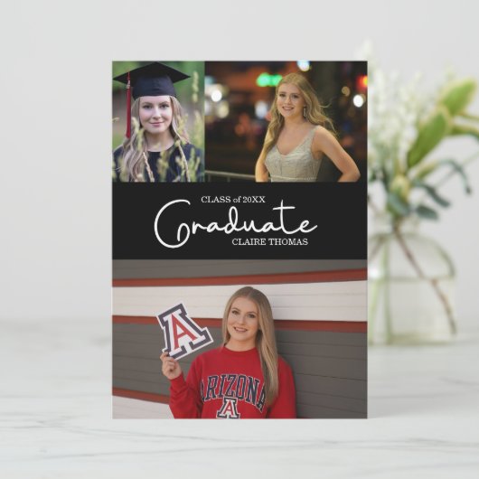 Elegant Afstuderen Invitation Kaart (Staand voorkant)