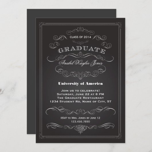 Elegant Afstuderen Kaart (Voorkant / Achterkant)