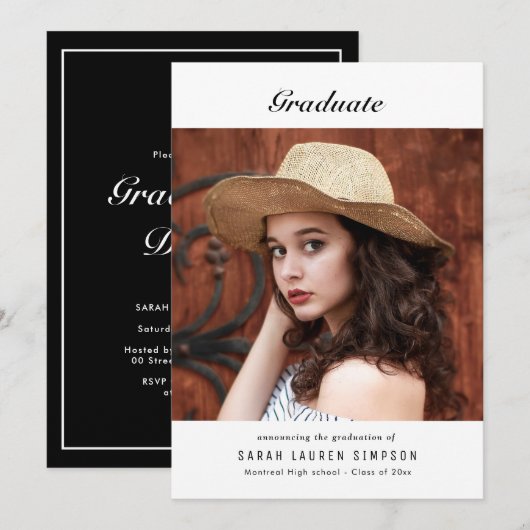 Elegant afstuderen kaart (Voorkant / Achterkant)