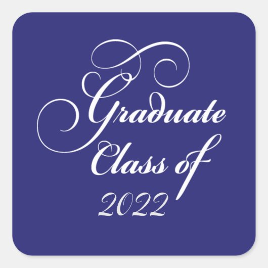 Elegant Afstuderen Klasse 2022 Blauwe envelop Vierkante Sticker (Voorkant)