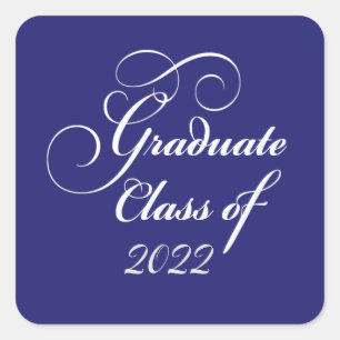 Elegant Afstuderen Klasse 2022 Blauwe envelop Vierkante Sticker