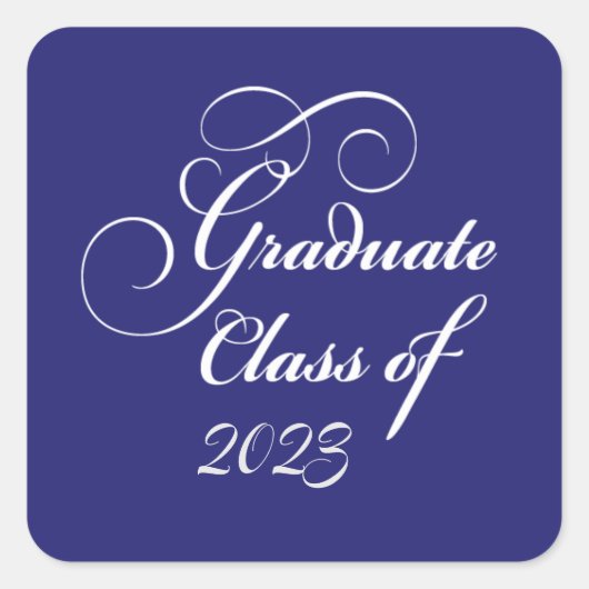 Elegant Afstuderen Klasse 2023 Blauwe envelop Vierkante Sticker (Voorkant)