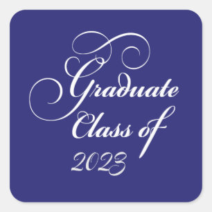 Elegant Afstuderen Klasse 2023 Blauwe envelop Vierkante Sticker