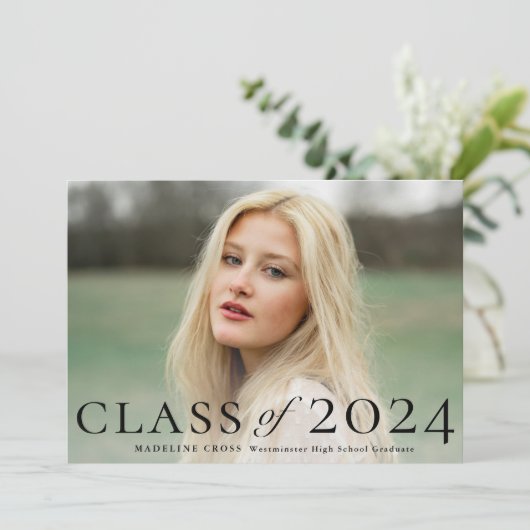 Elegant afstuderen klasse foto Afstuderen Kaart (Staand voorkant)