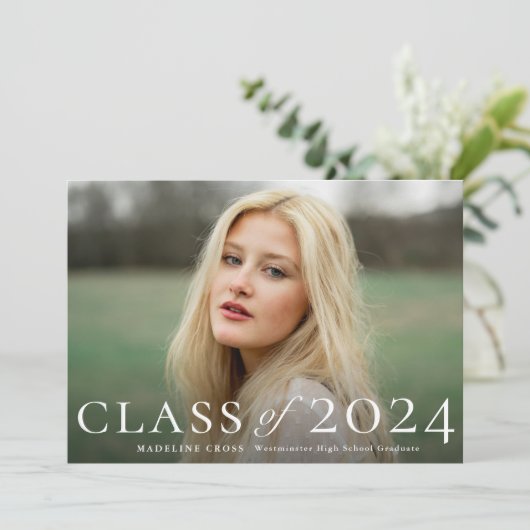 Elegant afstuderen klasse foto Afstuderen Kaart (Staand voorkant)