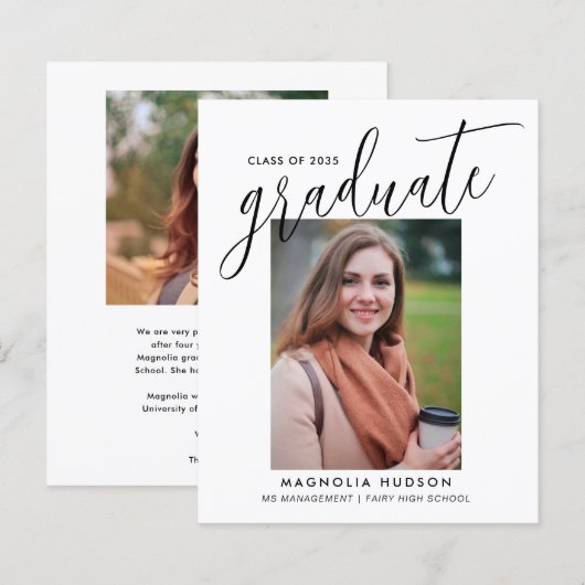 Elegant Afstuderen Klasse Foto Afstuderen Kaart (Voorkant / Achterkant)