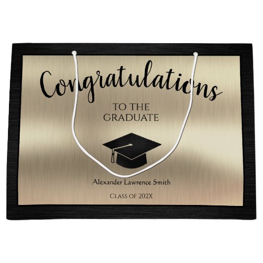 Elegant Afstuderen Klasse van 2024 Gefeliciteerd Groot Cadeauzakje (Voorkant)