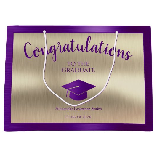 Elegant Afstuderen Klasse van 2024 Gefeliciteerd Groot Cadeauzakje (Voorkant)