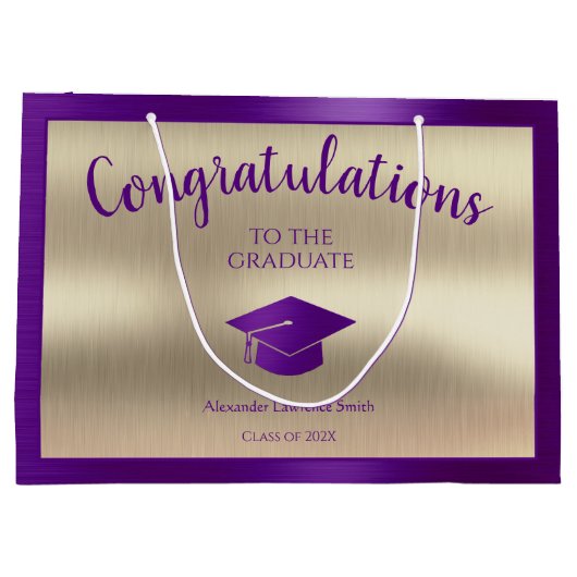 Elegant Afstuderen Klasse van 2024 Gefeliciteerd Groot Cadeauzakje (Achterkant)