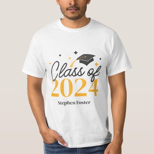Elegant Afstuderen Klasse van 2024 Keepsake Afstud T-shirt (Voorkant)
