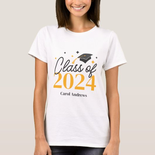 Elegant Afstuderen Klasse van 2024 Keepsake Afstud T-shirt (Voorkant)