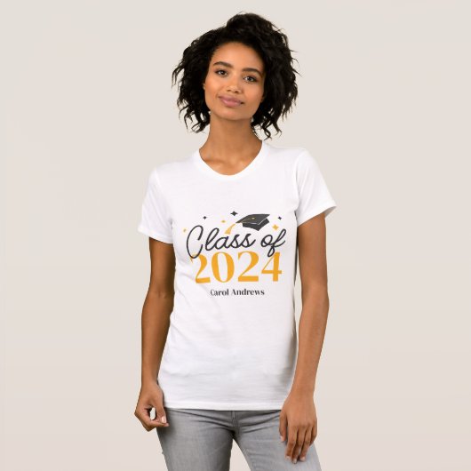 Elegant Afstuderen Klasse van 2024 Keepsake Afstud T-shirt (Voorkant volledig)