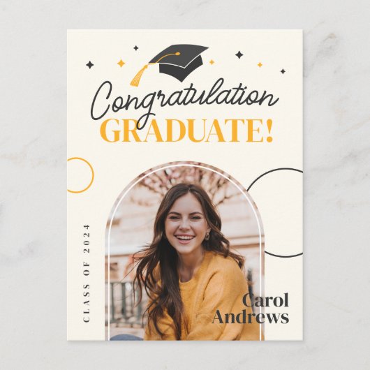Elegant Afstuderen Klasse van 2024 Keepsake Afstud Uitnodiging Briefkaart (Voorkant)