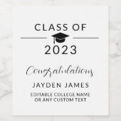 Elegant Afstuderen Klasse van 2025 Wijn Etiket (Enkel label)