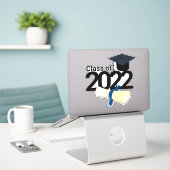 Elegant afstuderen klasse van jaar gepersonaliseer sticker (Laptop op bureau)