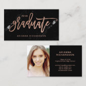 Elegant Afstuderen | Marmer Photo Insert Name Card Contactkaartje (Voorkant / Achterkant)
