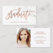 Elegant Afstuderen | Marmer Photo Insert Name Card Contactkaartje (Voorkant / Achterkant)