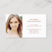 Elegant Afstuderen | Marmer Photo Insert Name Card Contactkaartje (Achterkant)