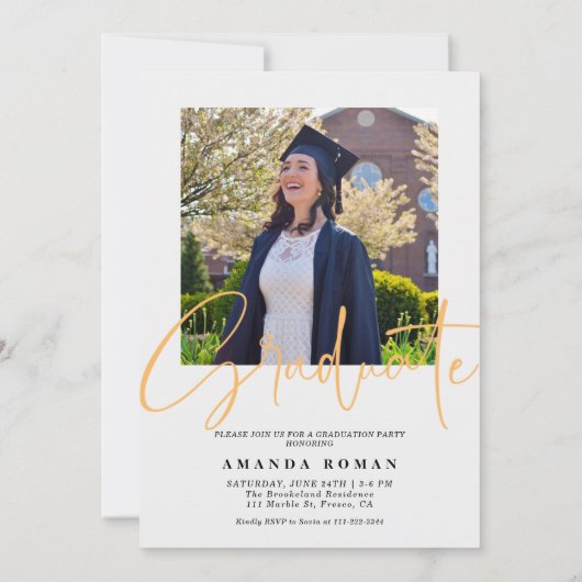 Elegant Afstuderen met Calligrafie Accent Kaart (Achterkant)