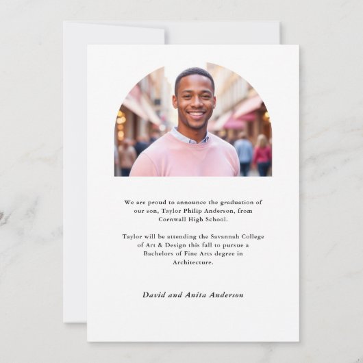 Elegant Afstuderen Modern Arch 2-foto Afstuderen Aankondiging (Achterkant)