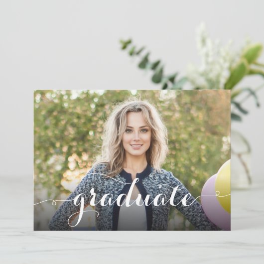 Elegant Afstuderen Modern Manuscript 4 het Afstude Aankondiging (Staand voorkant)