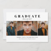 Elegant Afstuderen Modern Simple 3 Photo Afstudere Aankondiging (Voorkant)