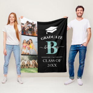 Elegant Afstuderen Monogram 3 Foto Afstuderen Fleece Deken