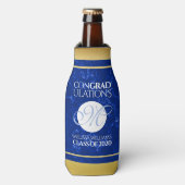 Elegant Afstuderen Monogram Blue Marble Gold Foil Flesjeskoeler (Fles Voorkant)