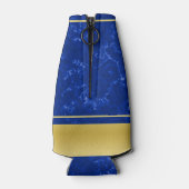 Elegant Afstuderen Monogram Blue Marble Gold Foil Flesjeskoeler (Achterkant)