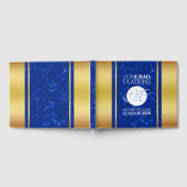 Elegant Afstuderen Monogram Blue Marble Gold Foil Gastenboek (Volledig)