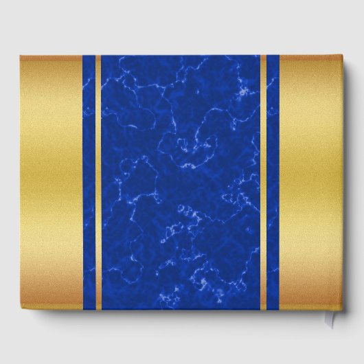 Elegant Afstuderen Monogram Blue Marble Gold Foil Gastenboek (Achterkant)