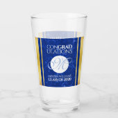 Elegant Afstuderen Monogram Blue Marble Gold Foil Glas (Achterkant)