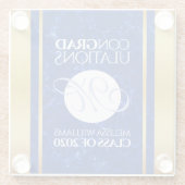 Elegant Afstuderen Monogram Blue Marble Gold Foil Glazen Onderzetter (Achterkant)