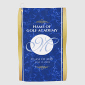 Elegant Afstuderen Monogram Blue Marble Gold Foil Golfhanddoek (Voorkant)