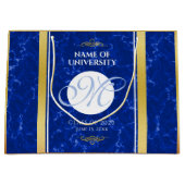 Elegant Afstuderen Monogram Blue Marble Gold Foil Groot Cadeauzakje (Voorkant)