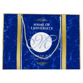 Elegant Afstuderen Monogram Blue Marble Gold Foil Groot Cadeauzakje (Achterkant)