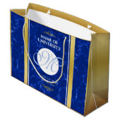 Elegant Afstuderen Monogram Blue Marble Gold Foil Groot Cadeauzakje (Achterkant Gekanteld)