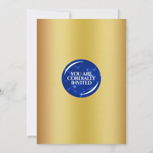 Elegant Afstuderen Monogram Blue Marble Gold Foil Kaart (Achterkant)