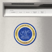 Elegant Afstuderen Monogram Blue Marble Gold Foil Magneet (Insitu (Vaatwasser))