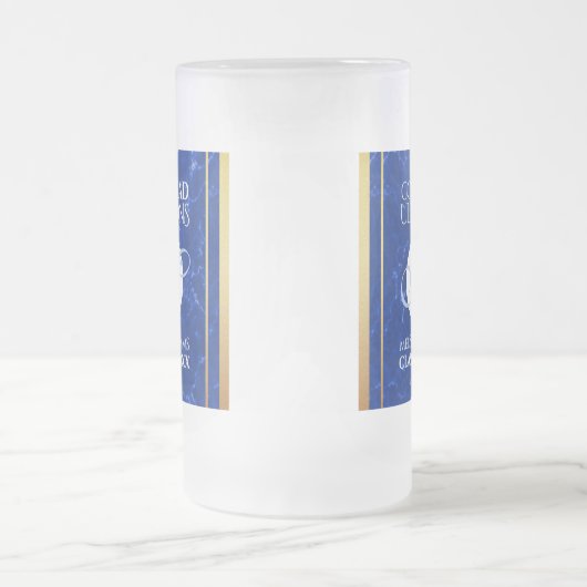 Elegant Afstuderen Monogram Blue Marble Gold Foil Matglas Bierpul (Center)