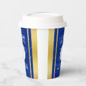 Elegant Afstuderen Monogram Blue Marble Gold Foil Papieren Bekers (Links)
