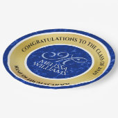 Elegant Afstuderen Monogram Blue Marble Gold Foil Papieren Bordje (Gekanteld)