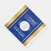 Elegant Afstuderen Monogram Blue Marble Gold Foil Servet (Hoek)