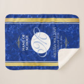 Elegant Afstuderen Monogram Blue Marble Gold Foil Sherpa Deken (Voorkant (horizontaal))