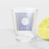 Elegant Afstuderen Monogram Blue Marble Gold Foil Shot Glas (Achterkant)